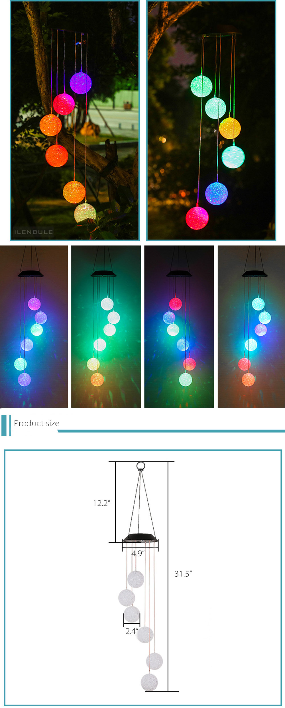 LED Color-Changing Solar Explosion Star Wind Chime