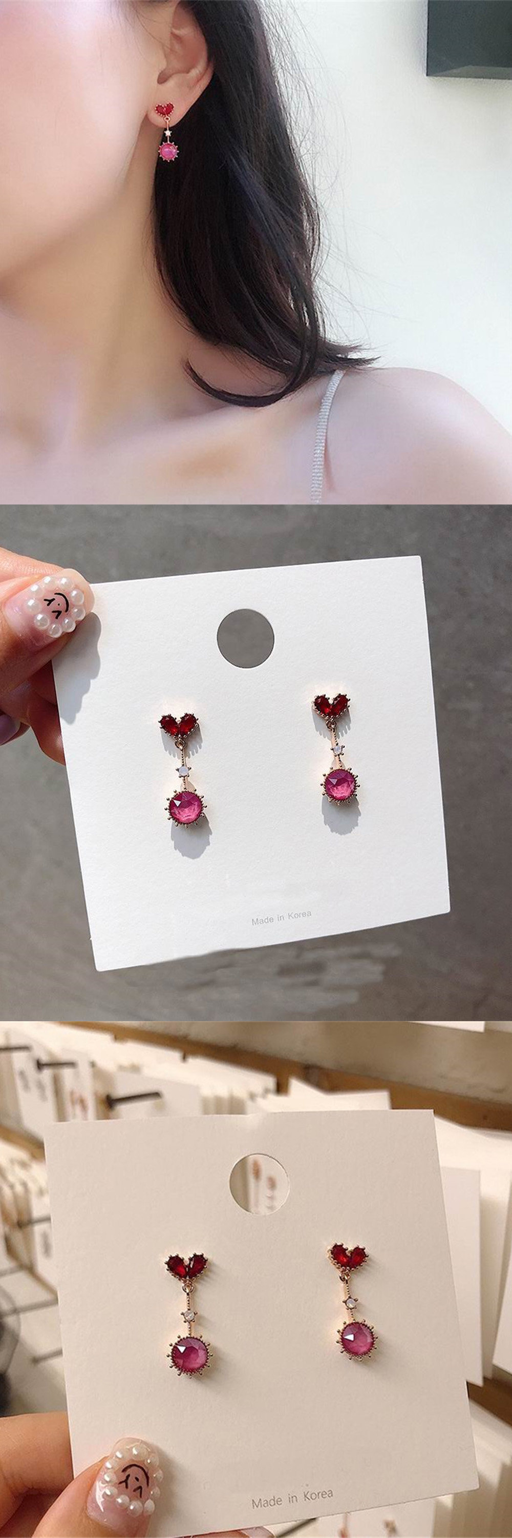 12mm Natural Pink Rose Quartz Heart Shaped Gemstone Beads Dangle Hook  Earrings | eBay