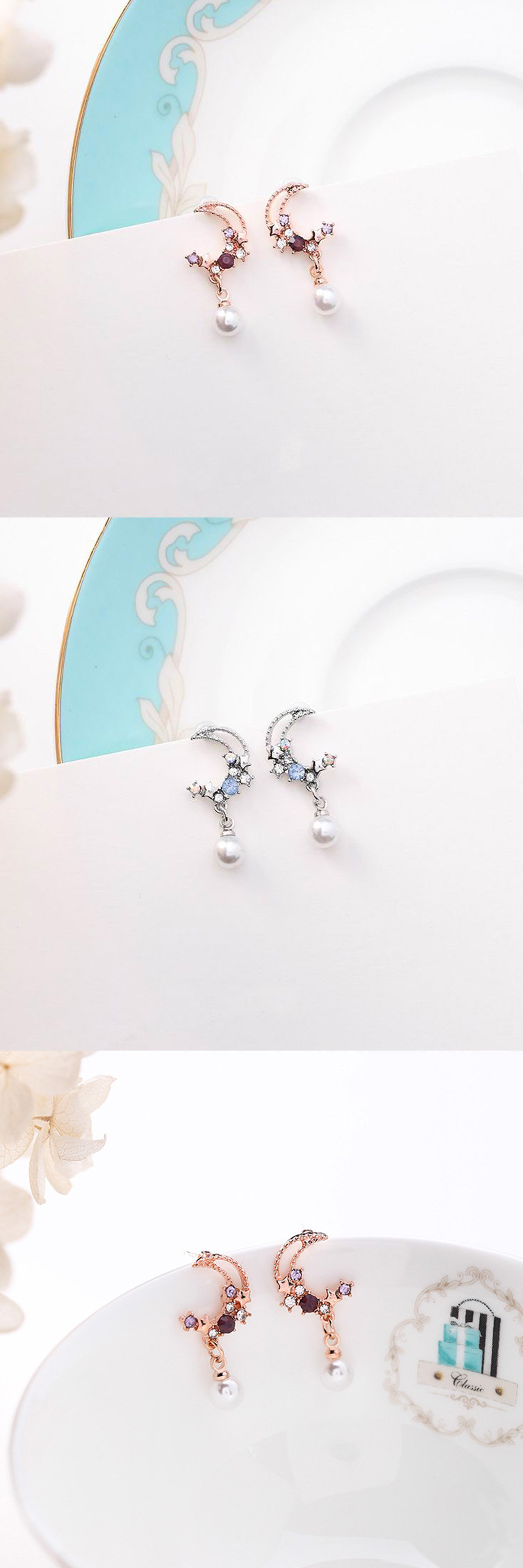 Shimmering Moon-Star Pearl Earrings - ApolloBox