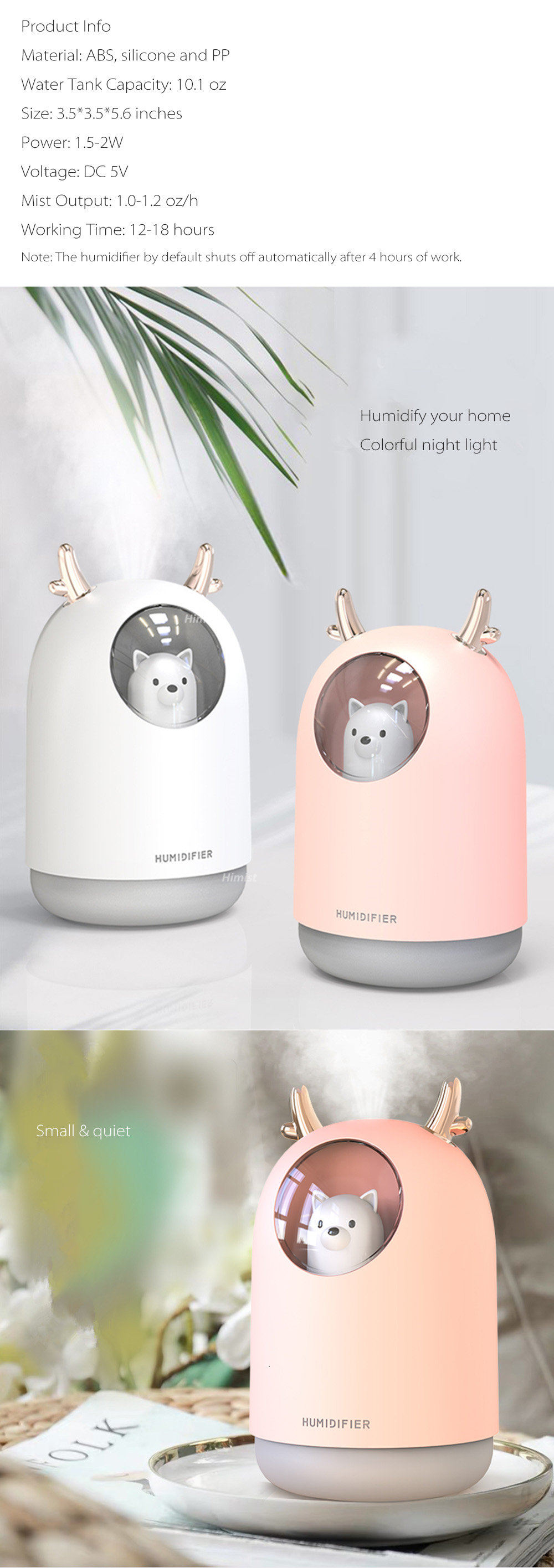 Portable Mini Humidifier, 7 Colors Night Function Tabletop Humidifier, USB  Personal Desktop Humidifier,Cool Mist Humidifier For Home Bedroom Office  Plants (Pink) - Yahoo Shopping