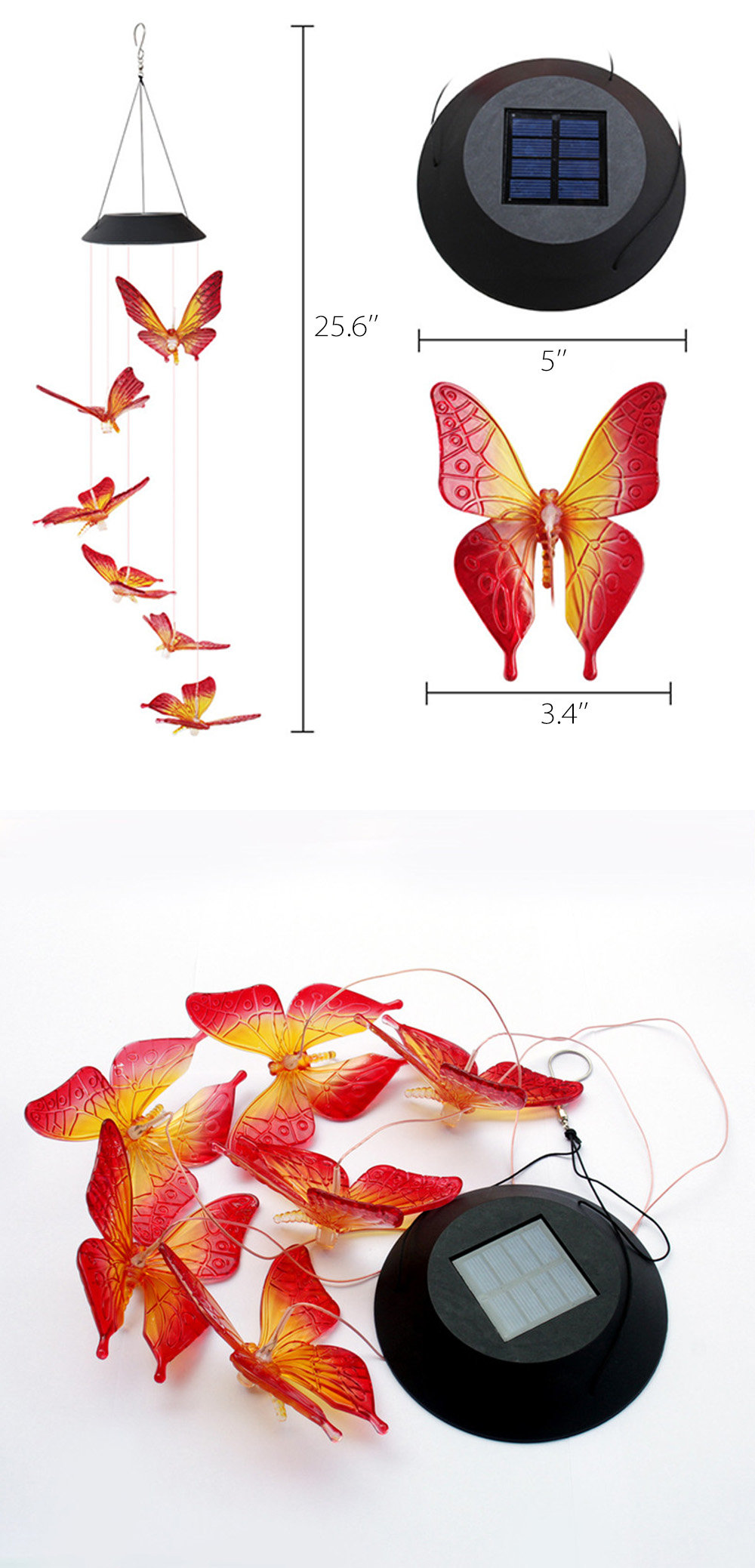 Solar Butterfly Wind Chime Light - ApolloBox