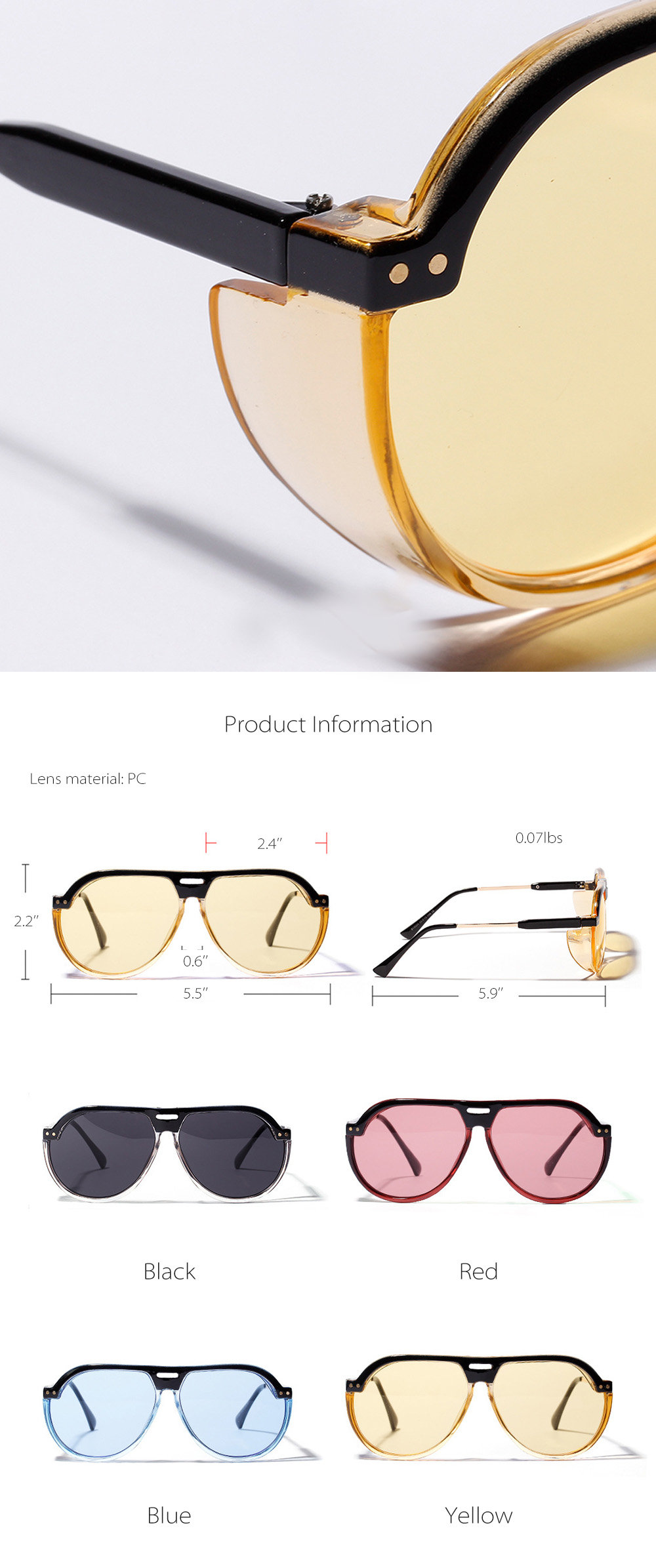 Vintage-Inspired Large-Frame Sunglasses - ApolloBox