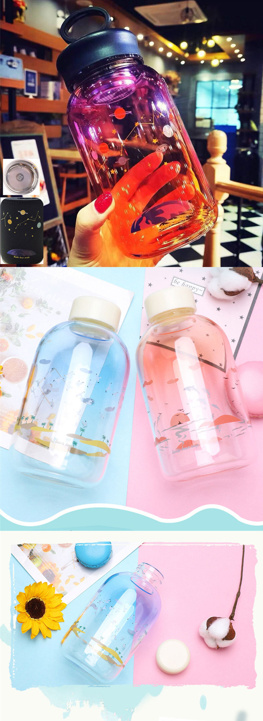 Cute Glass Water Bottle - ApolloBox