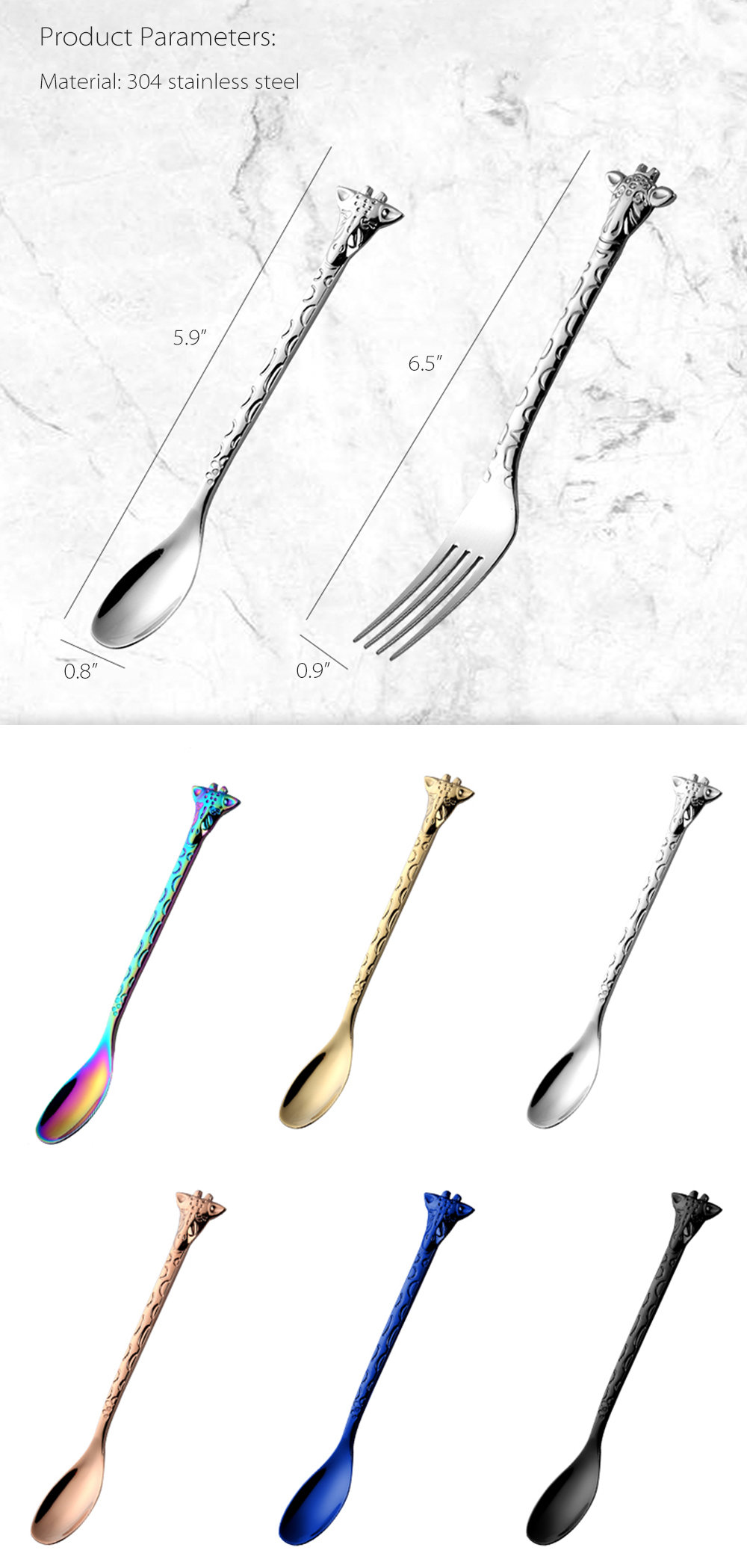 Personalized Spoon and Fork Set, Sweet Baby Giraffe