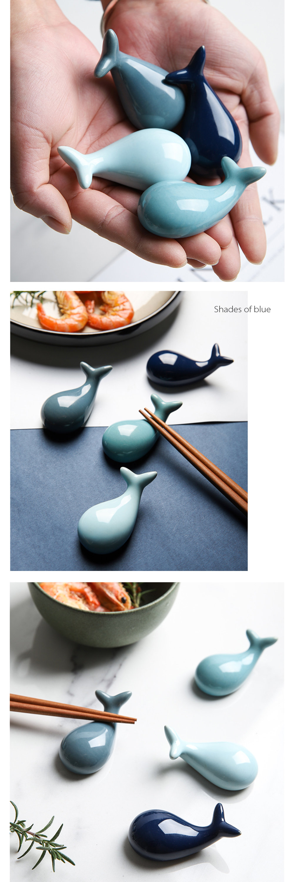 Details about   4Pcs Whale Shape Chopstick Holder Rest Simple Glazed Set Nordic Home Decor 