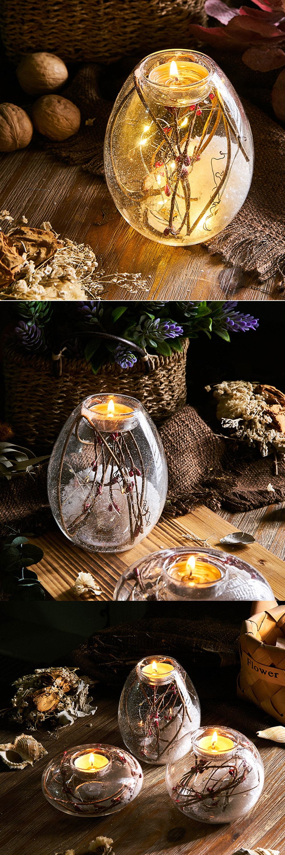 Dried Flower Glass Candle Holder from Apollo Box