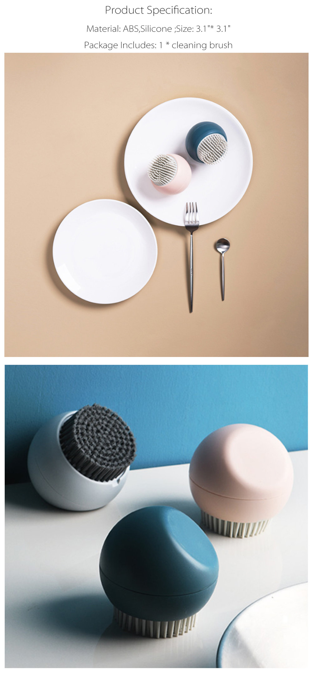Mini Dish Cleaning Brush - Silicone - Pink - Blue - ApolloBox