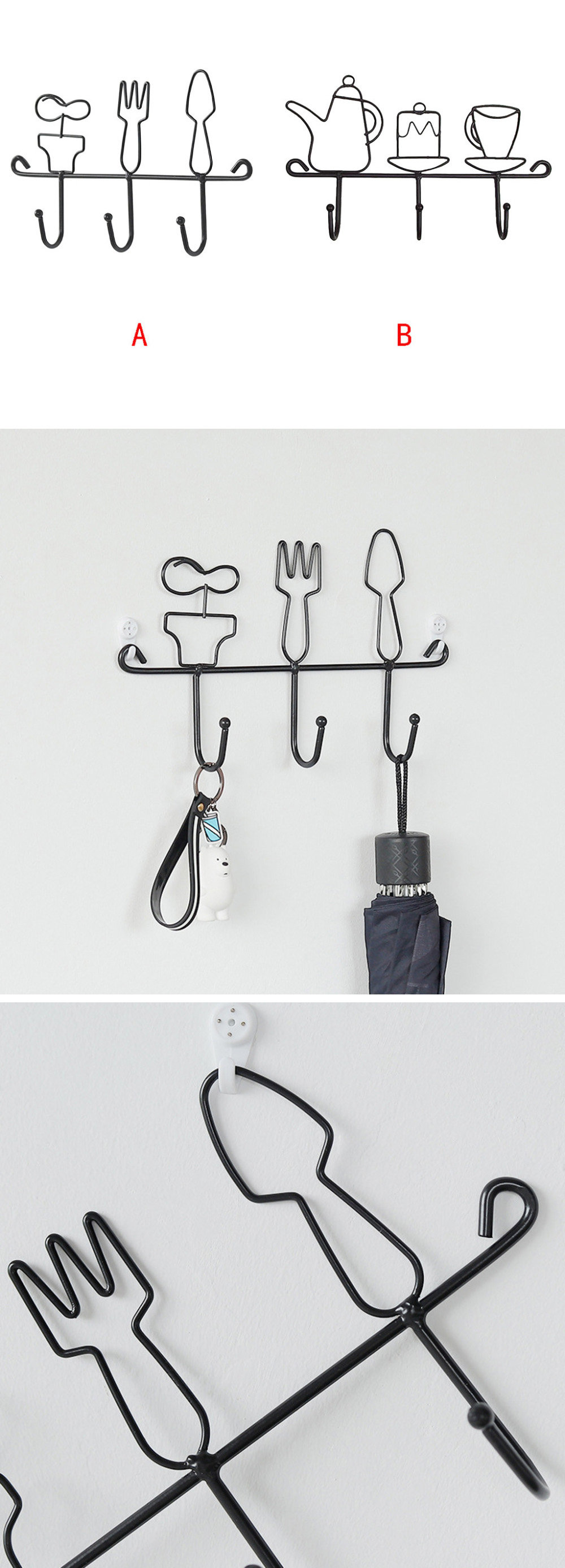 Set of Two Kitchen Wall Hooks 