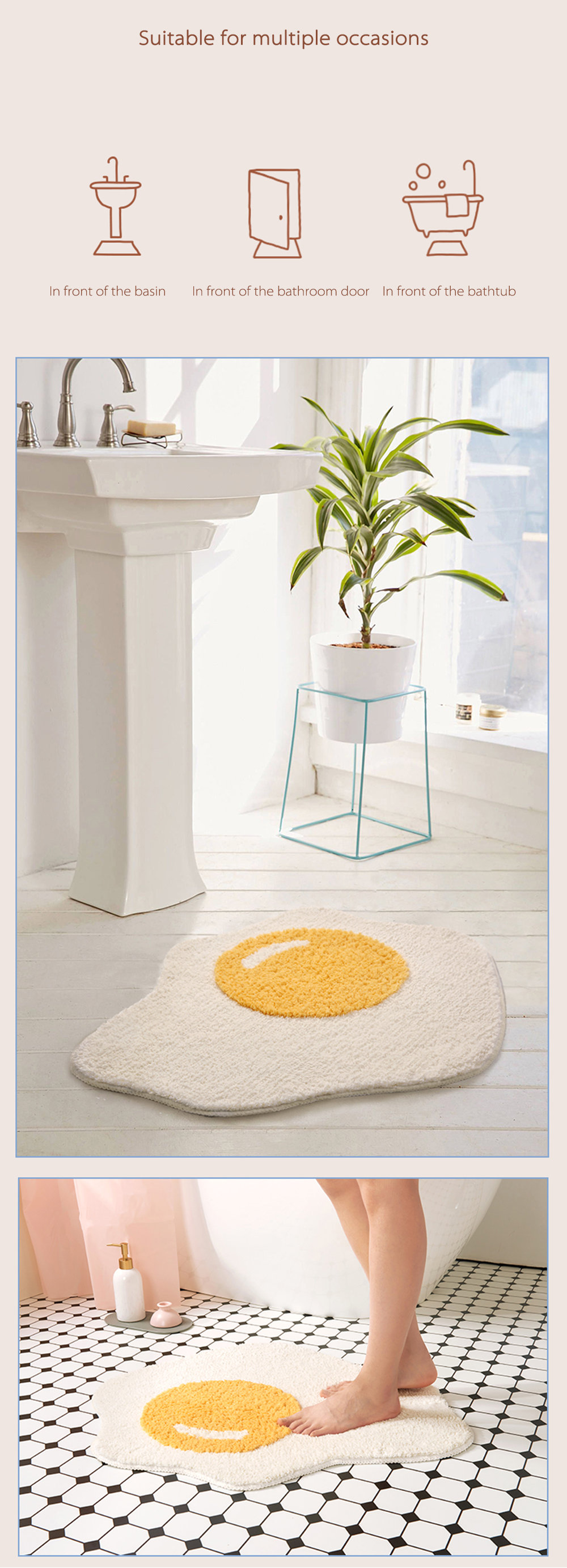 Poached Egg Floor Mat - Rapid Dry Design - 1ST Missing Piece