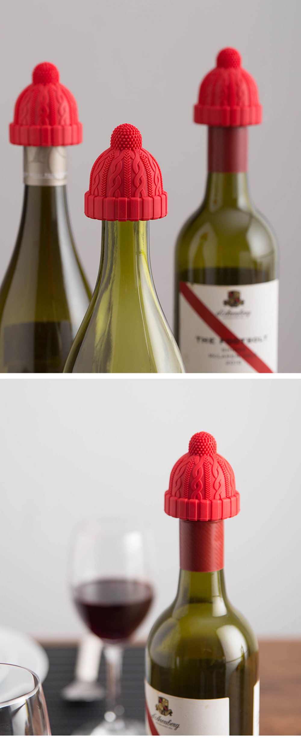 Anti Lost Silicone Bottle Stopper Hanging Button Red Wine Beer Cap
