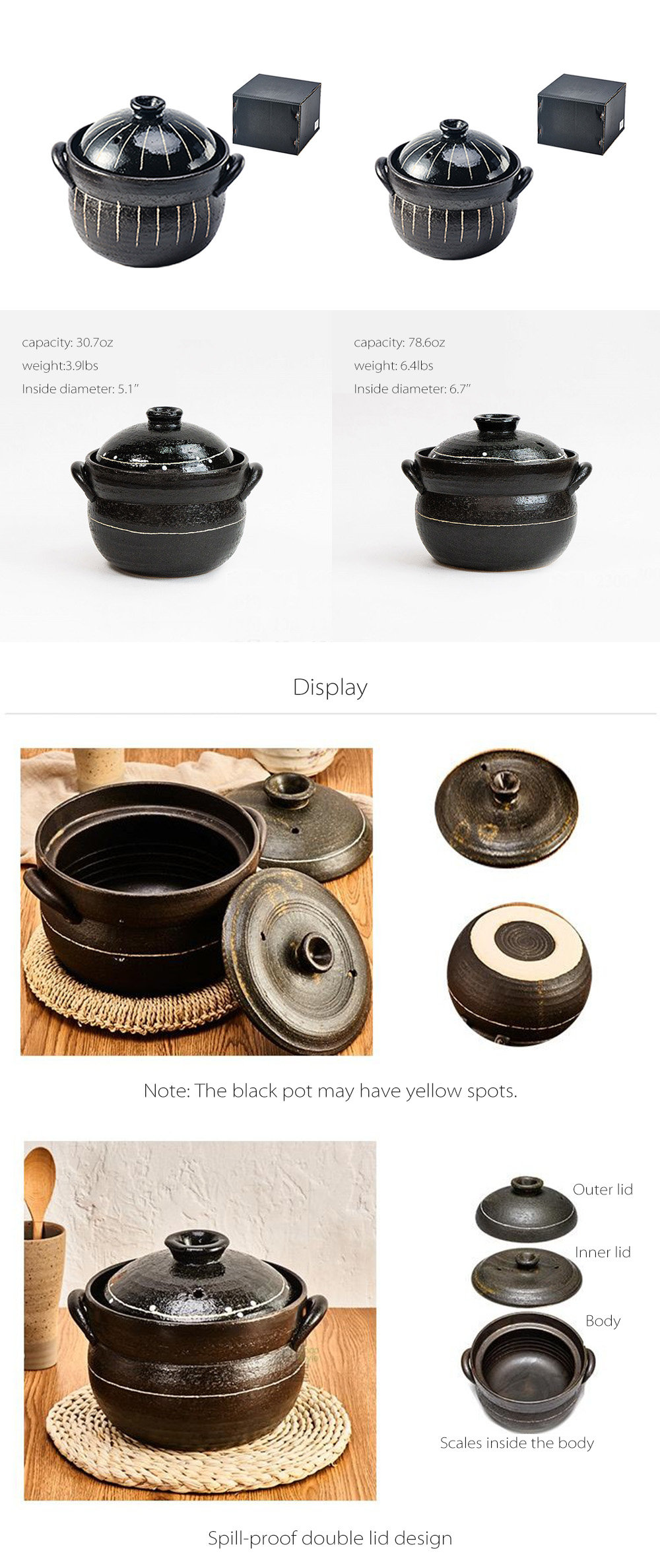 Ceramic Pot with Double Lids - ApolloBox