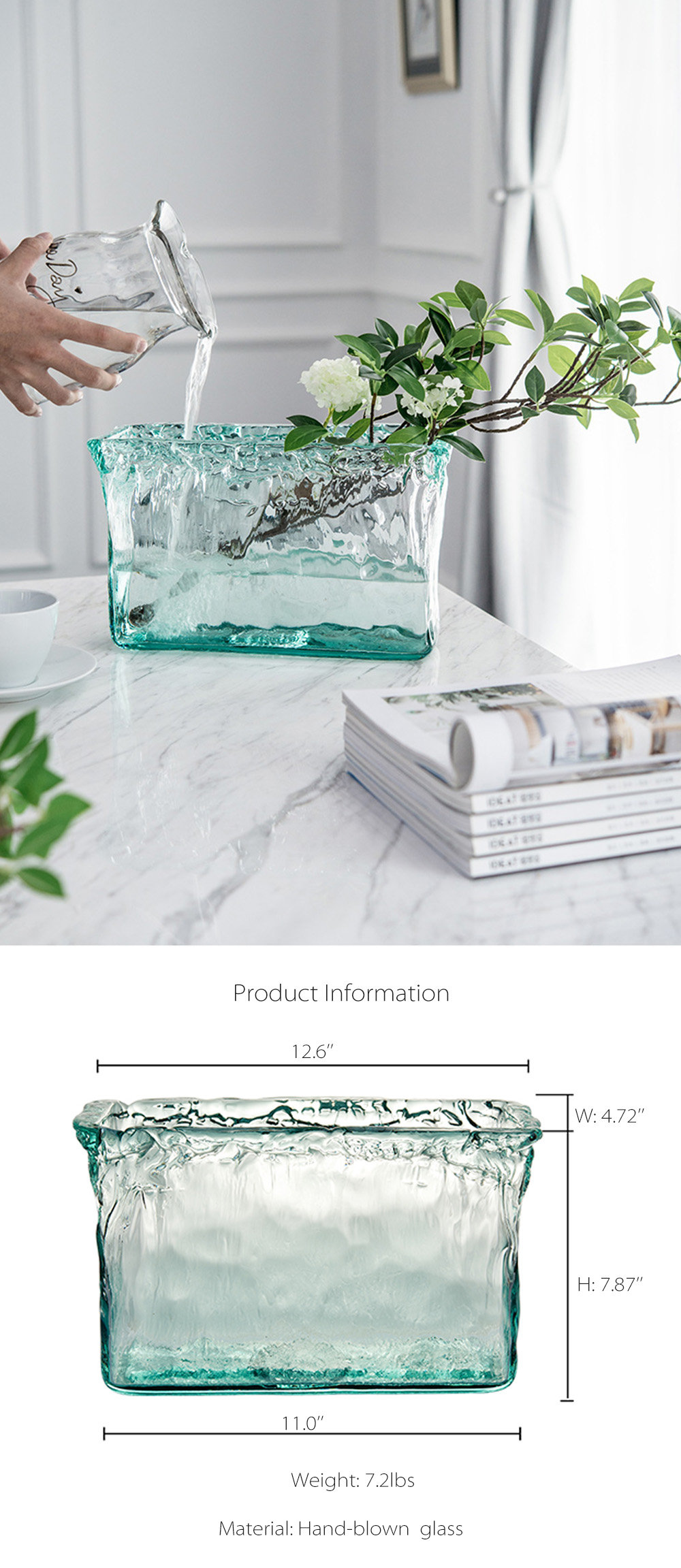 Rectangular Glass Vase - ApolloBox