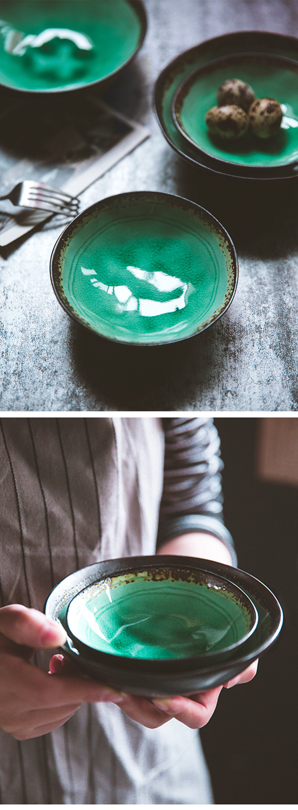 Vintage Green Ceramic Bowl ApolloBox