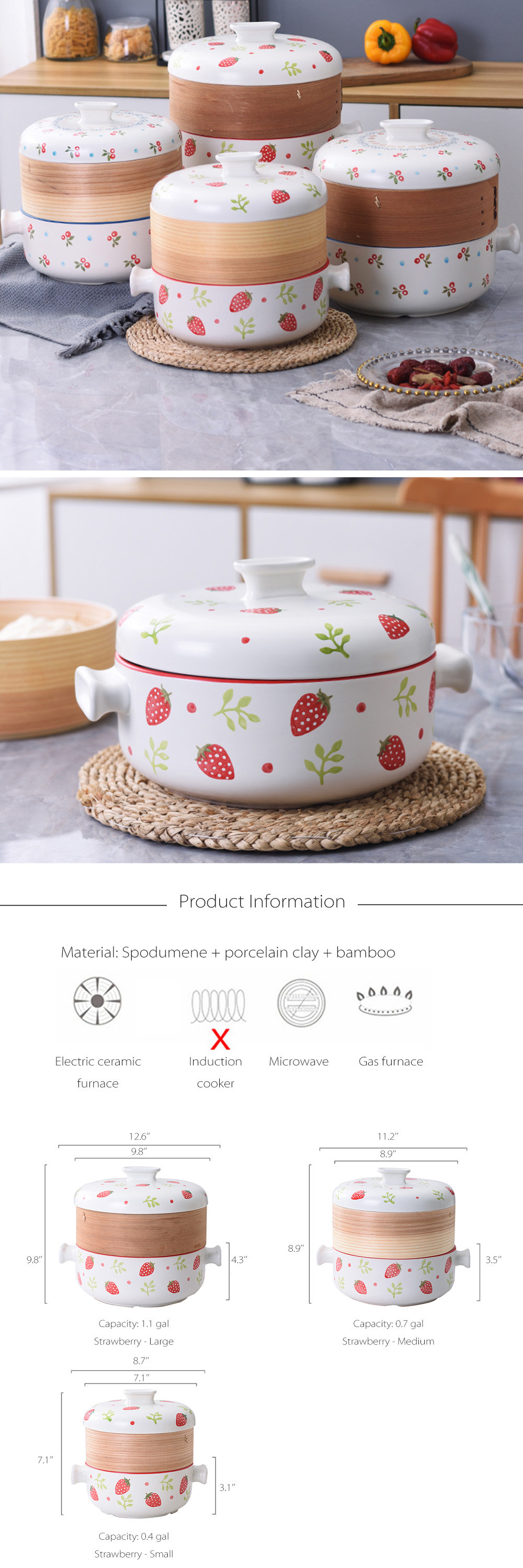 Ceramic Cherry or Strawberry-Covered Casserole Cookware - ApolloBox