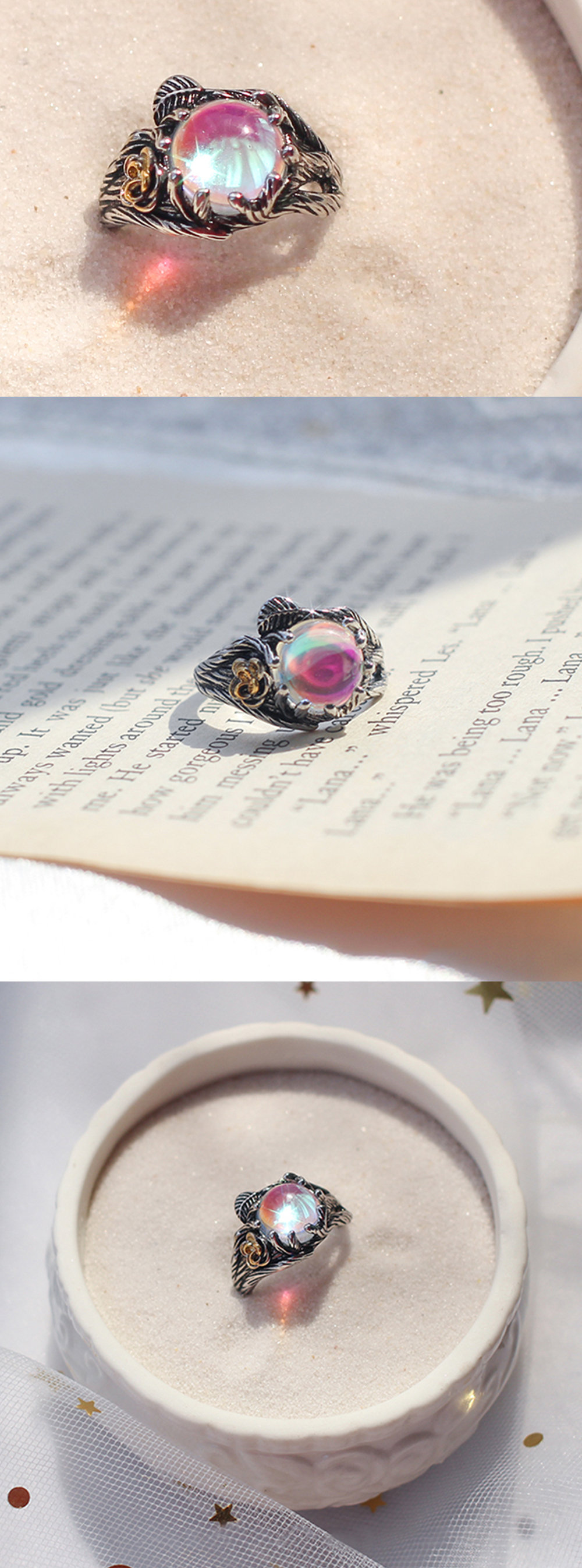 Vintage crystal ball on sale ring