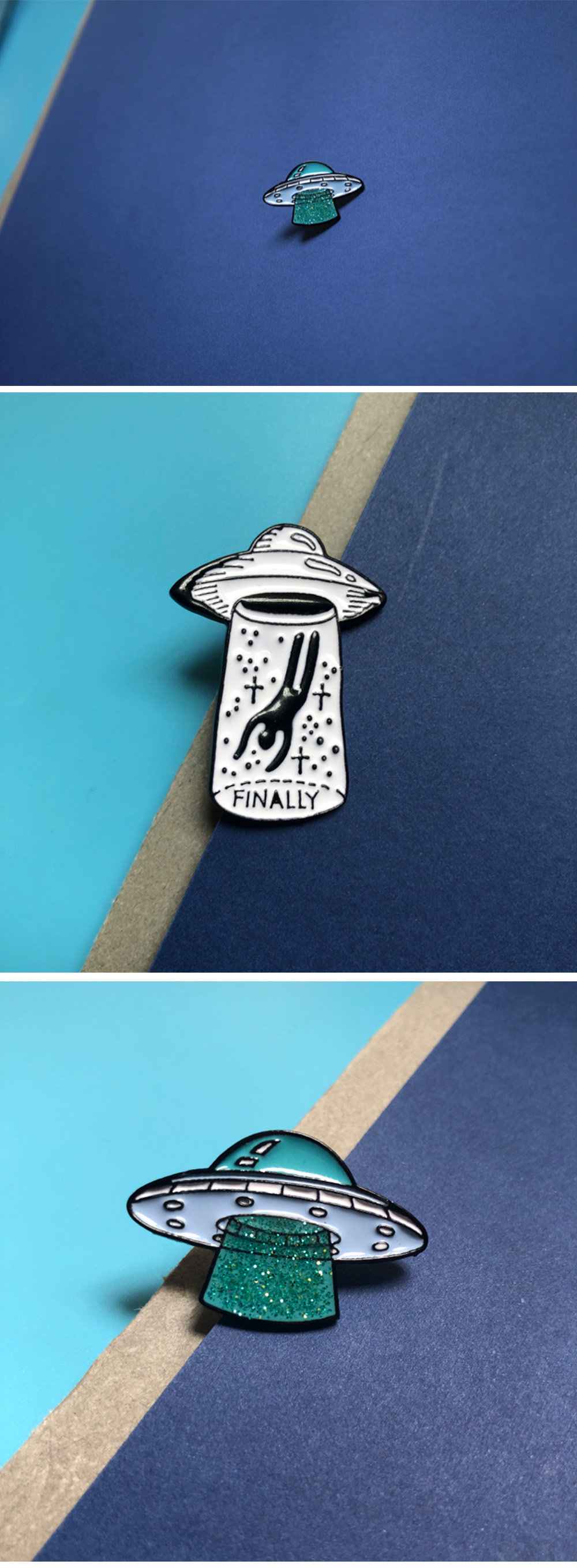 Celestial Cell Phone Hinged Enamel Pin – Alum and Ink