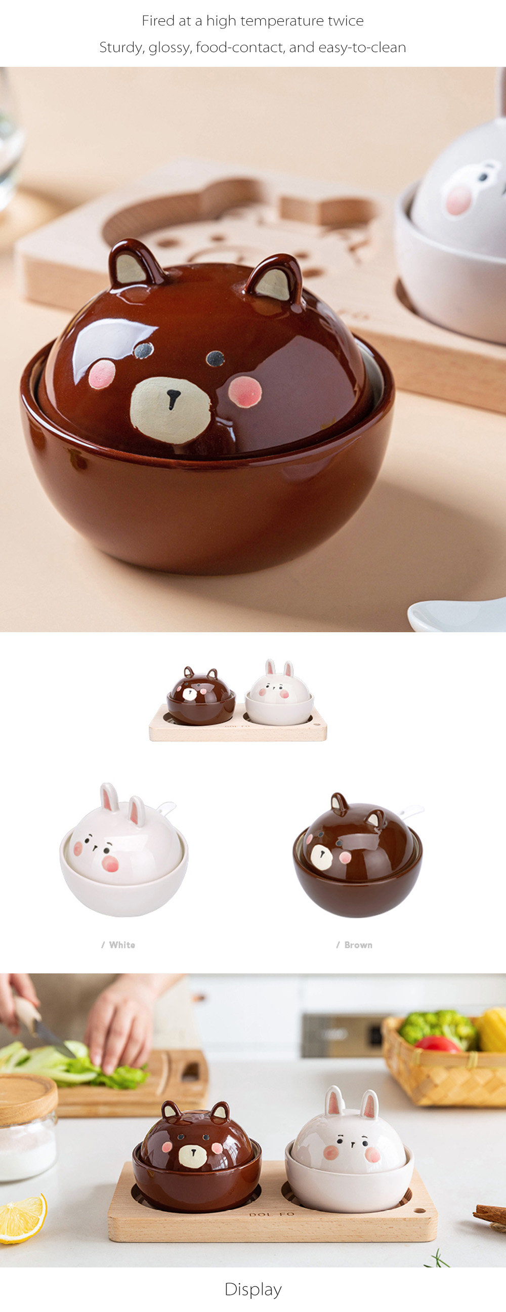 Sweet Animal Spice Jars, With Tray from Apollo Box