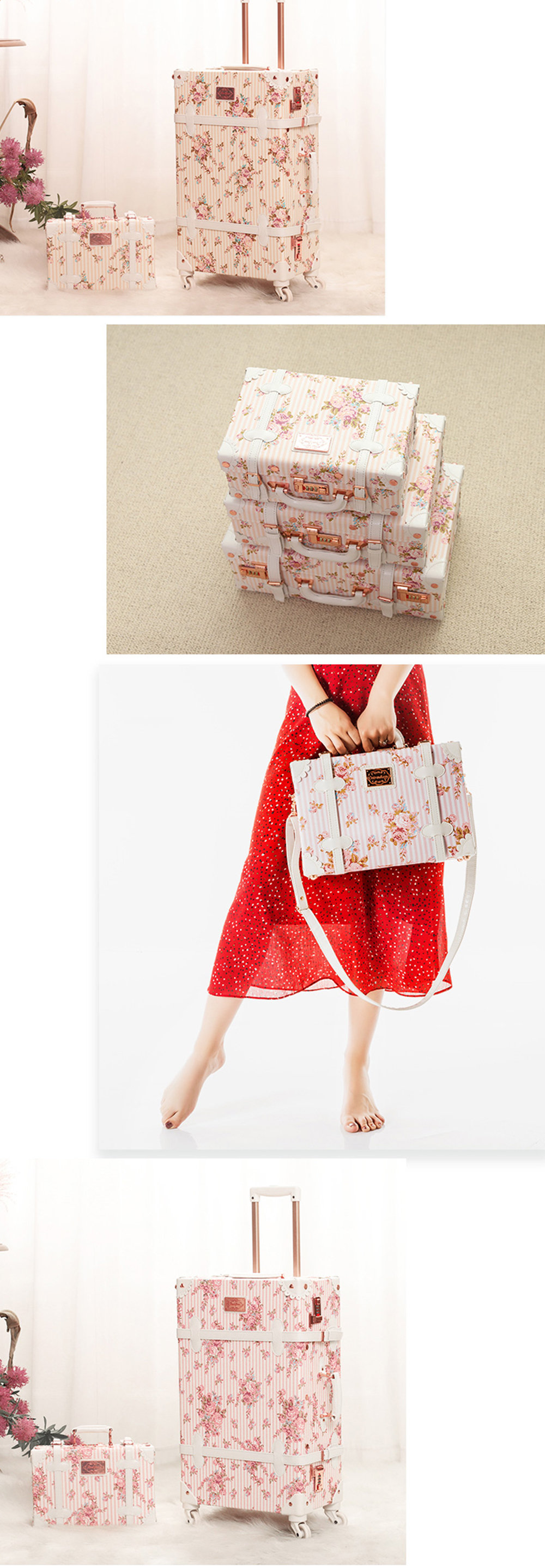  OUNONA Paperboard Suitcases Mini Suitcase Floral