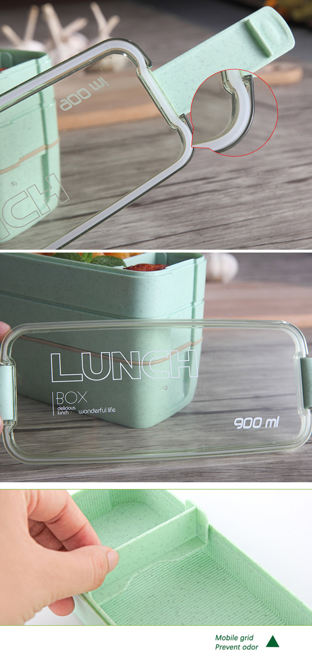 3-Layer Bento Box - Green - Beige - 3 Colors - ApolloBox