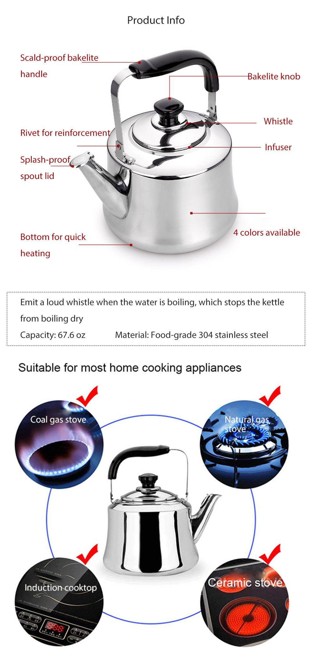 Induction Cooker Whistling Kettle - ApolloBox