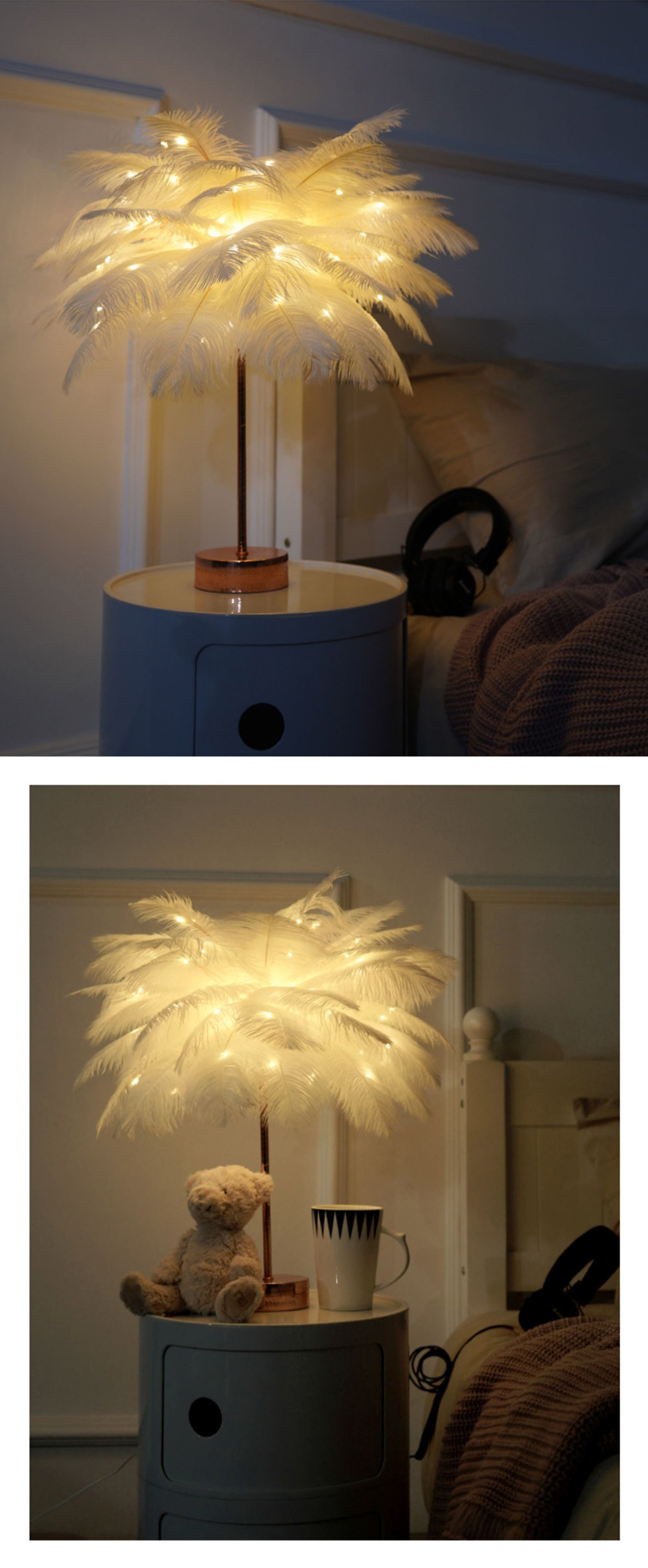 Ostrich Feather Lamp - Luxurious - Real Feathers - ApolloBox