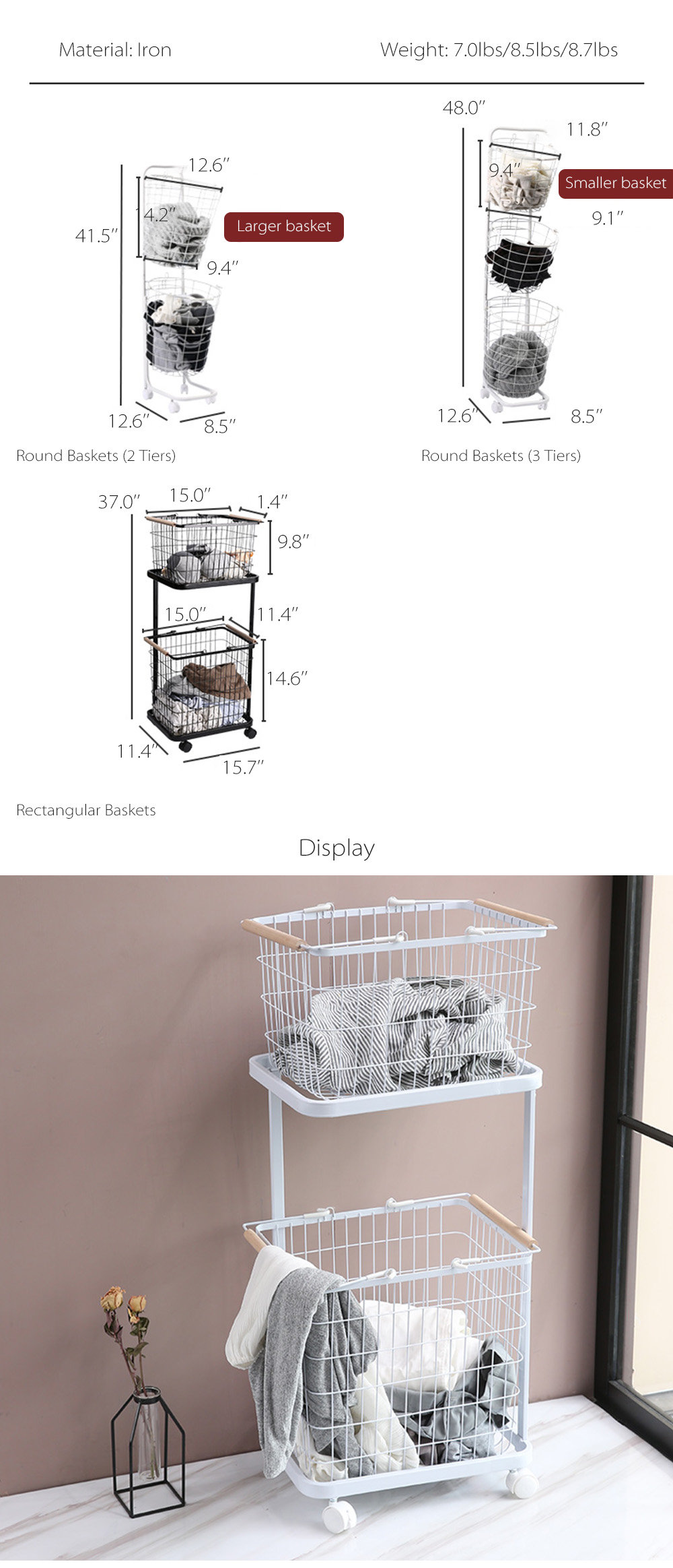 2 Tier Laundry Basket Holder 