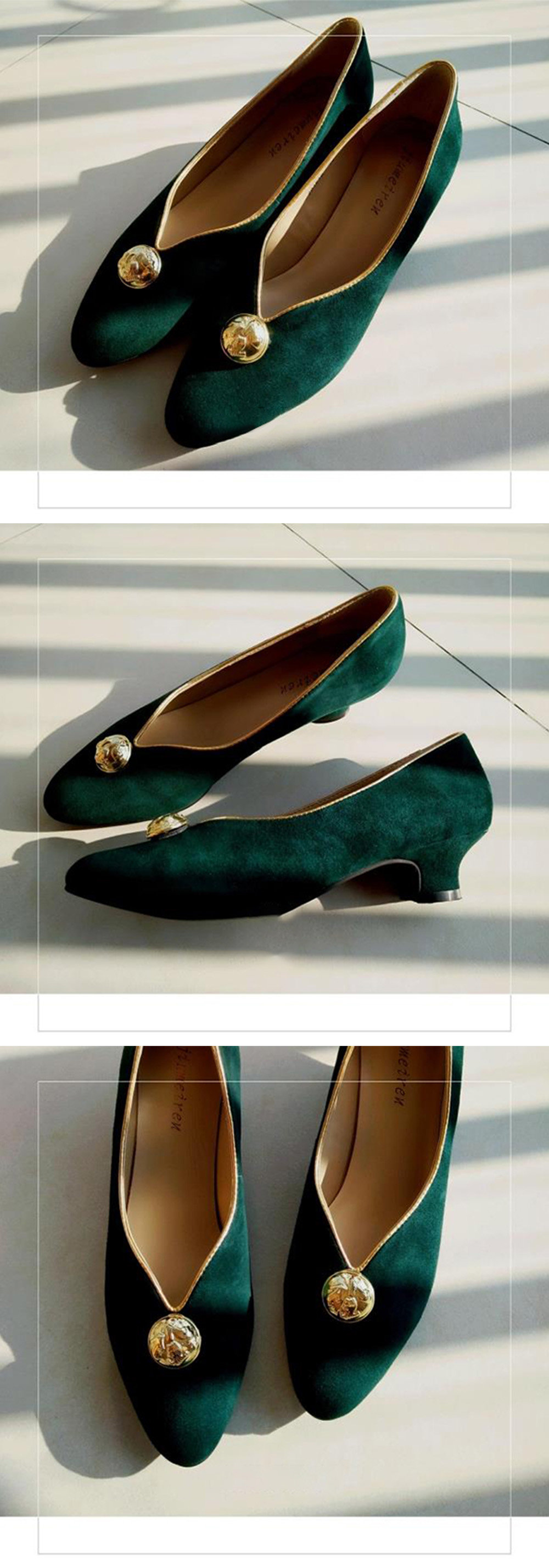 dark green kitten heels
