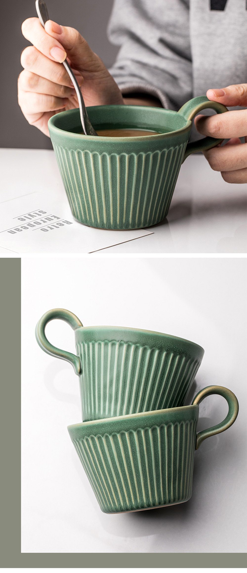 Vintage Inspired Green Coffee Cup - ApolloBox