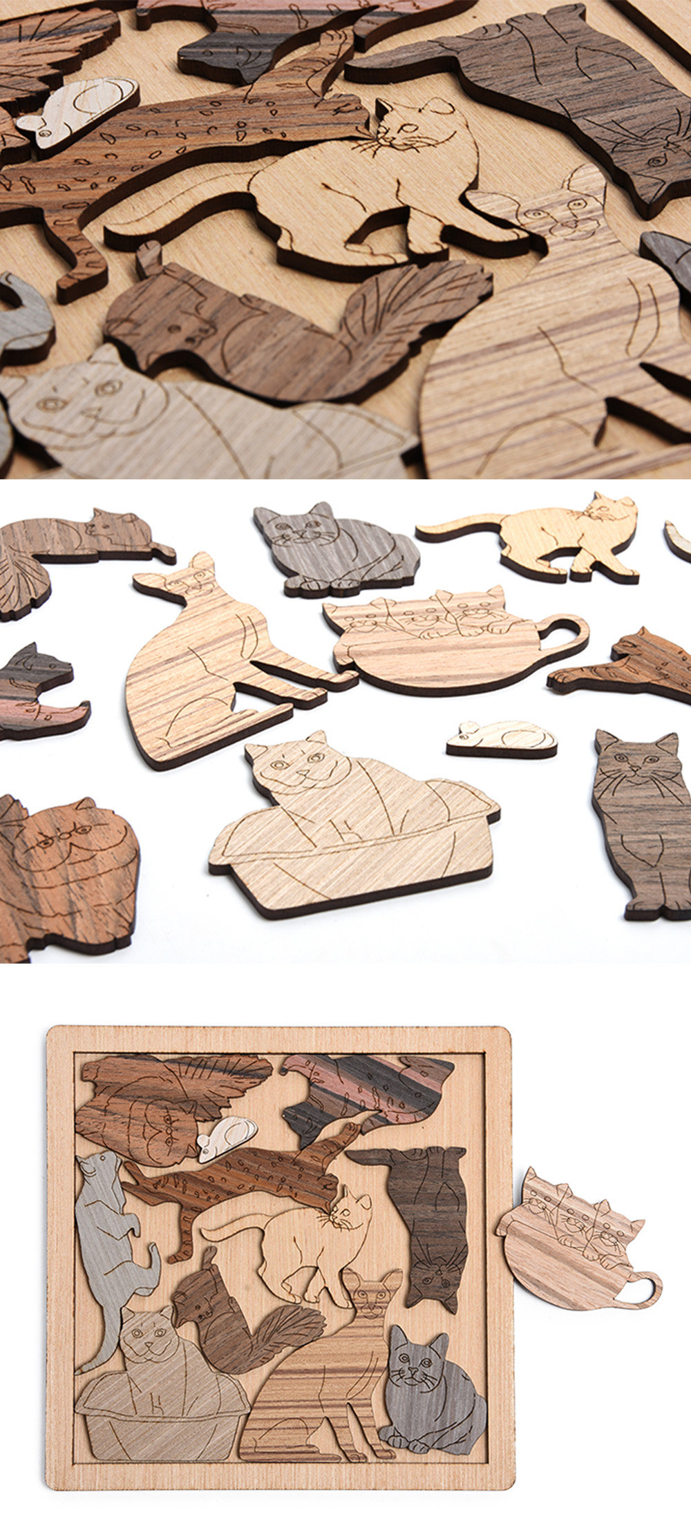 Cat and Mouse Puzzle, Cat Puzzle, Mouse Puzzle, Wooden Puzzle