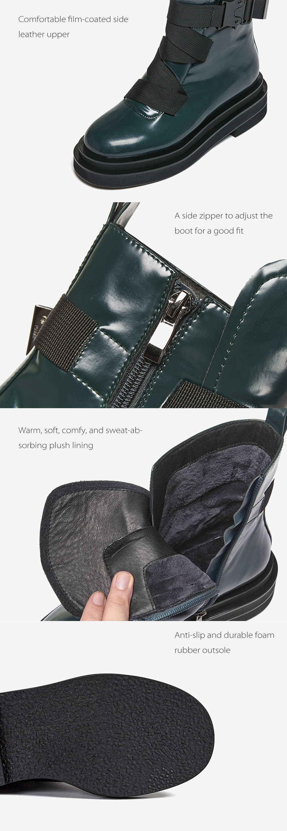 Wide Strap Leather Boots - ApolloBox