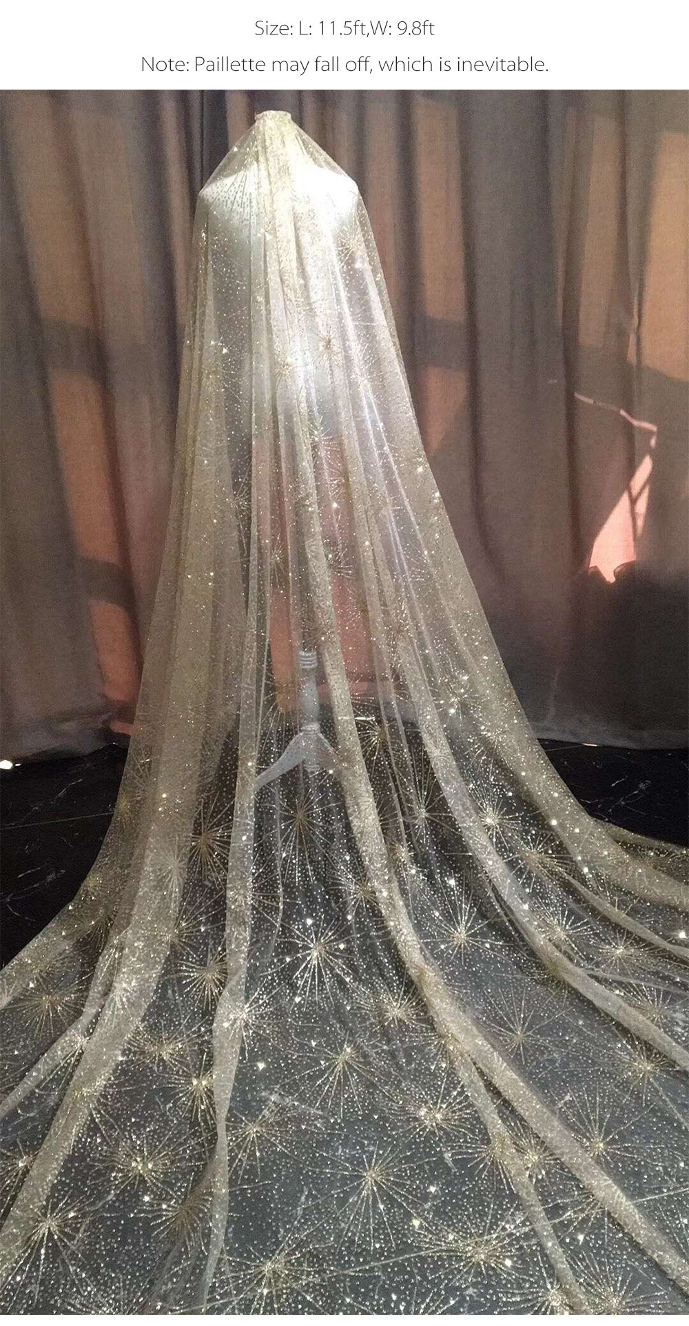 ApolloBox Ultra Long Pearl Wedding Veil