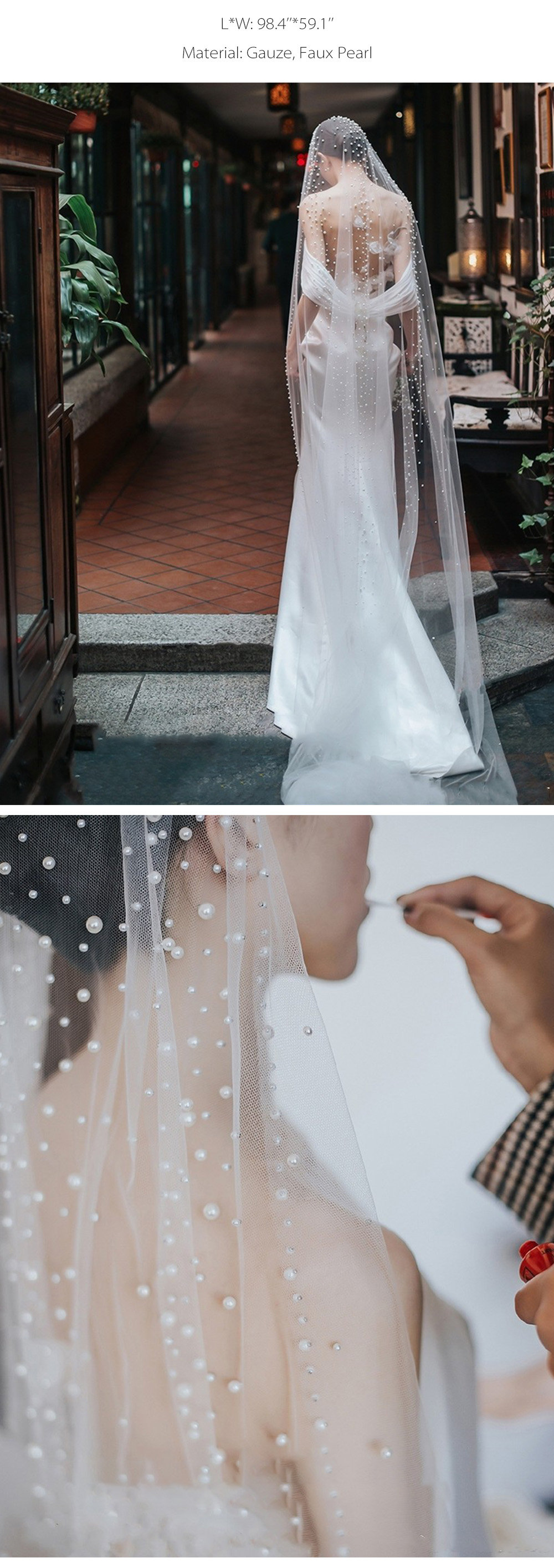 Zapaka Women Wedding Veils Two Tier Pearl Bridal Veils Wedding Accessories