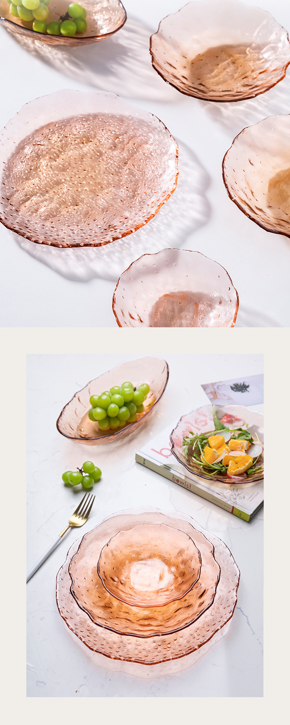 Textured Coral Colored Glass Dinnerware from Apollo Box