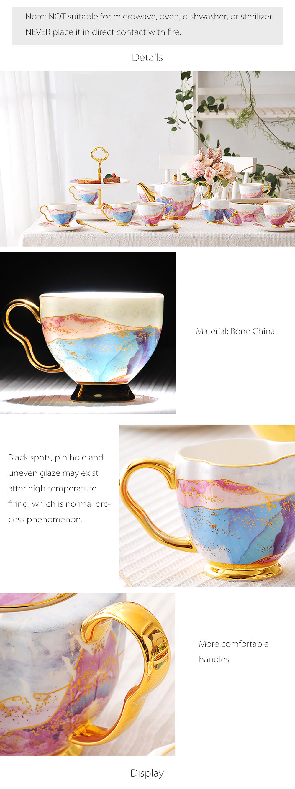 Golden Gilded China Coffee Cup Set from Apollo Box