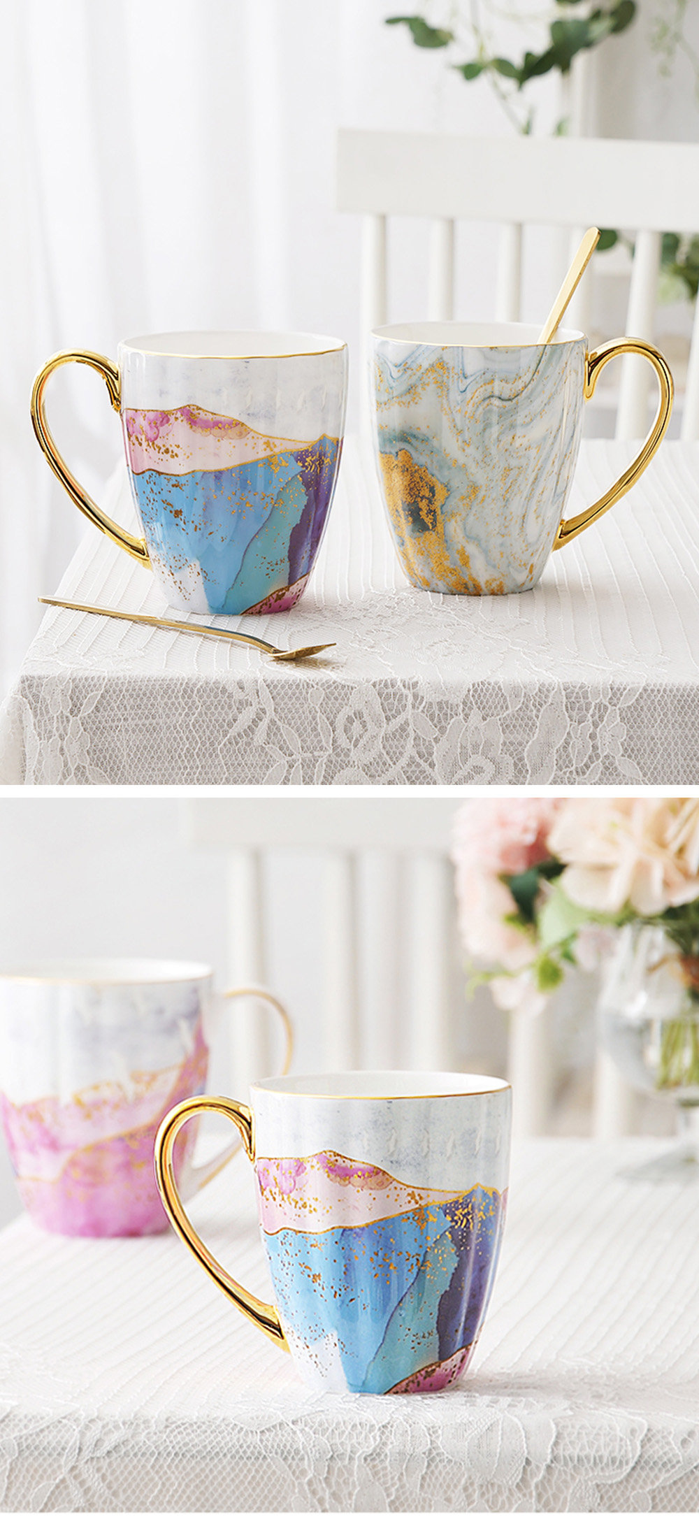 Golden Gilded China Coffee Cup Set from Apollo Box