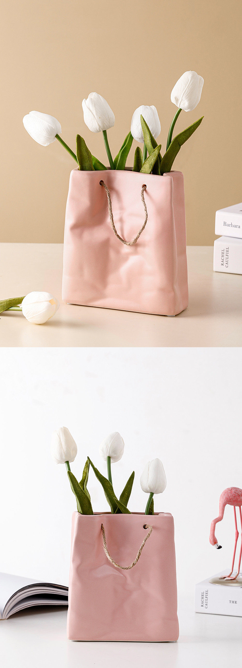 Gift Bag Vase - Ceramic - Pink - Blue - 3 Colors - 2 Sizes from Apollo Box
