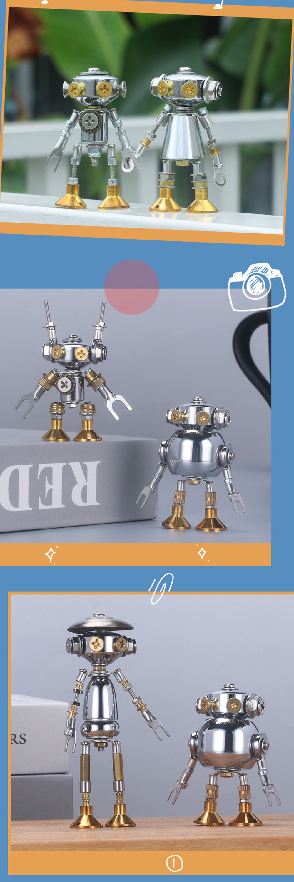 Crazy Couple, Steampunk, Futuristic, Robot, Decorgifts, Handmade outlet Craft Ornaments, Anniversary, Boy and Girl