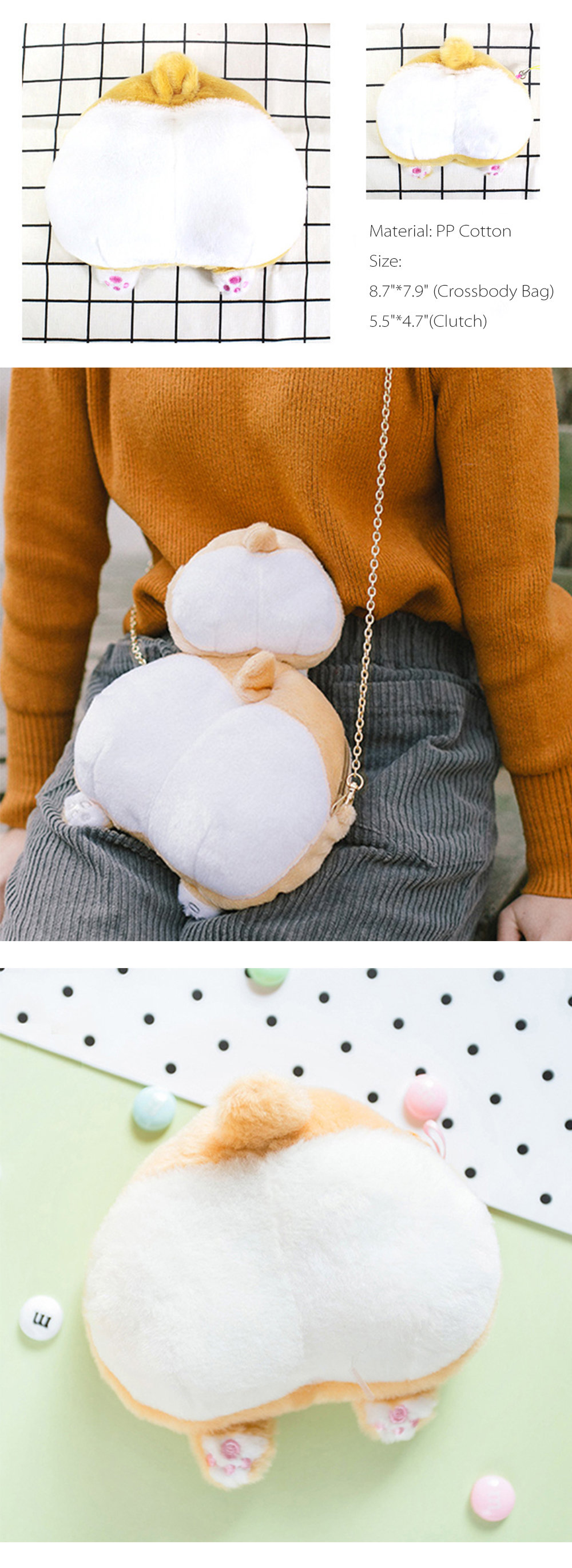 Corgi Butt Coin Purse, Cute Corgi Butt Animal Pet Wallet with