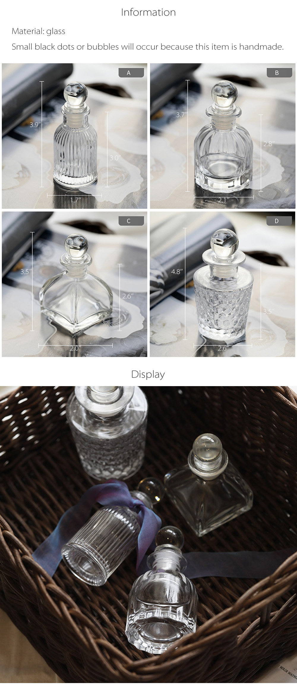 Glass Perfume Bottles - Embossed Design - Transparent - ApolloBox