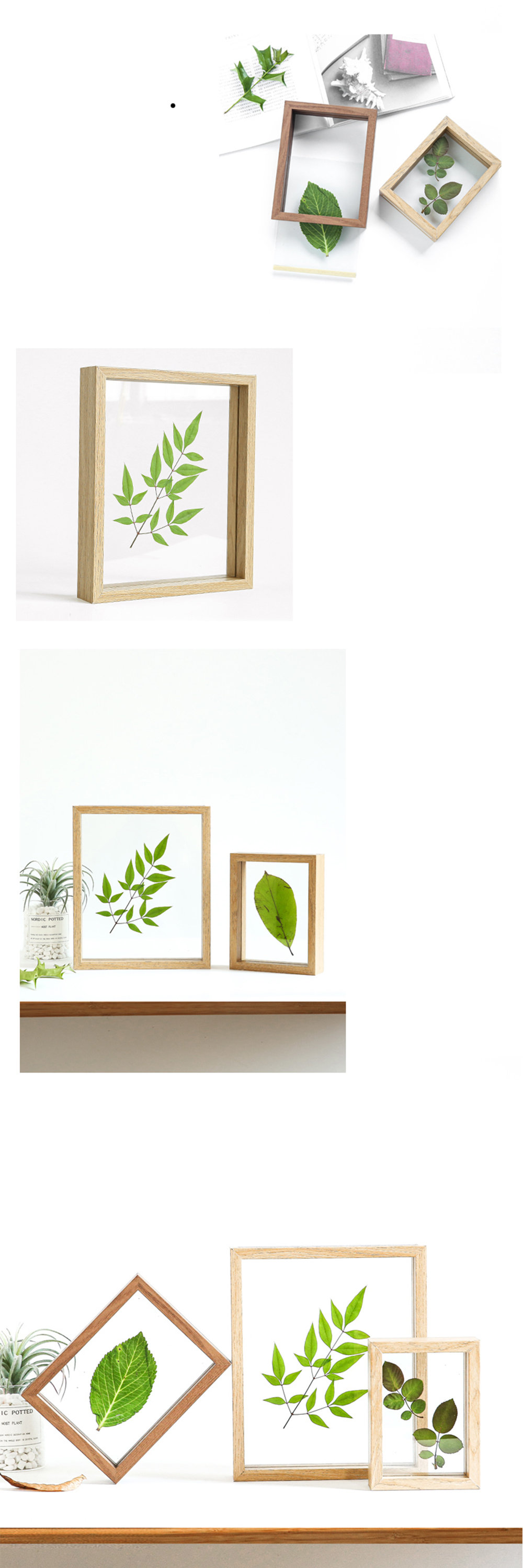 Double-Sided Photo Frames - Glass and Wood - Brown - Natural from Apollo Box