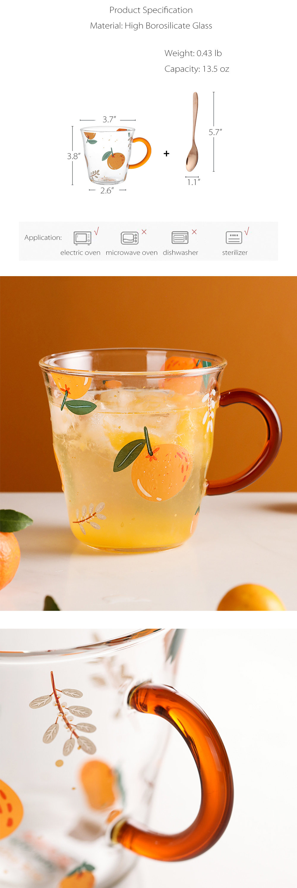 Orange Themed Glass Mug - ApolloBox