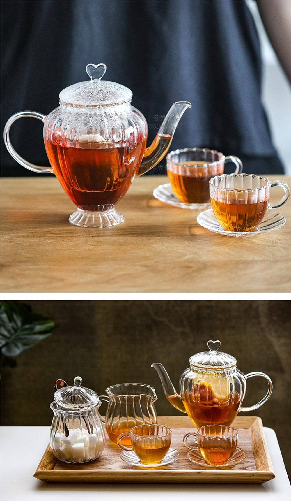 Heat Resistant Glass Retro British Glass Tea Set Teapot Cup Afternoon Fruit  Coffee Cup Drinking Water Bottle Drinkware