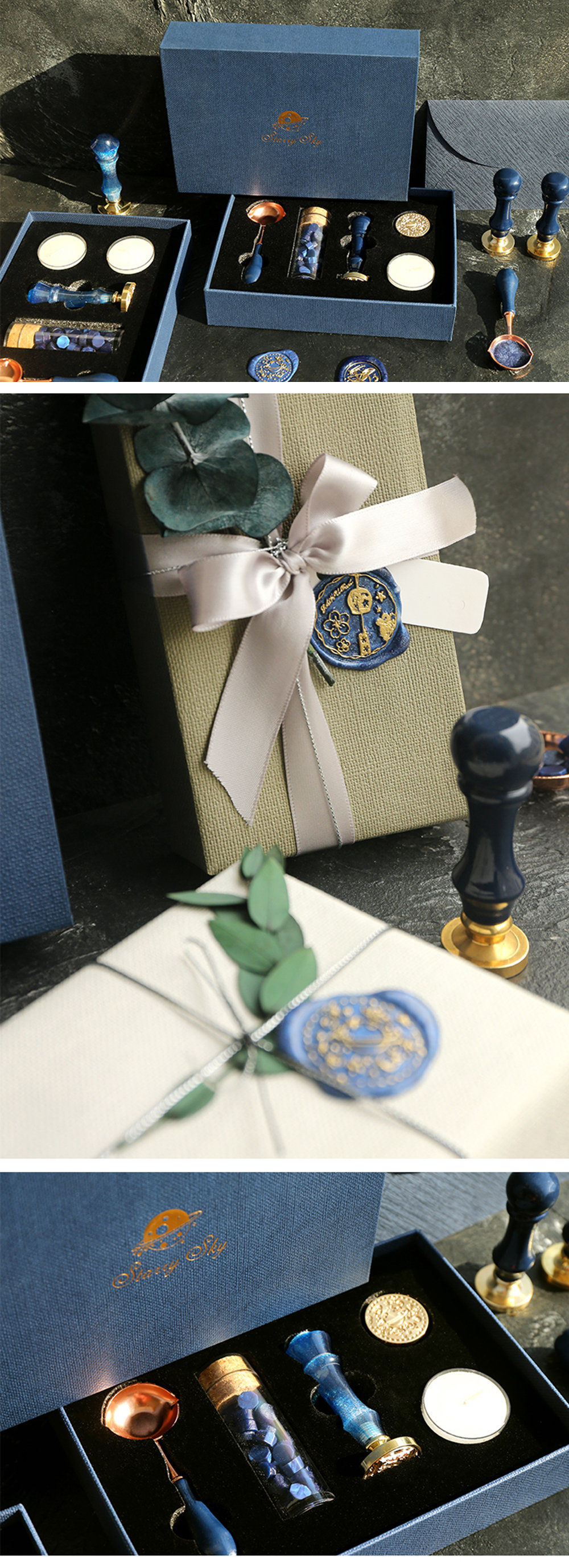 Blue Wax Seal Set - Planet - Whale - Cherry Blossom from Apollo Box
