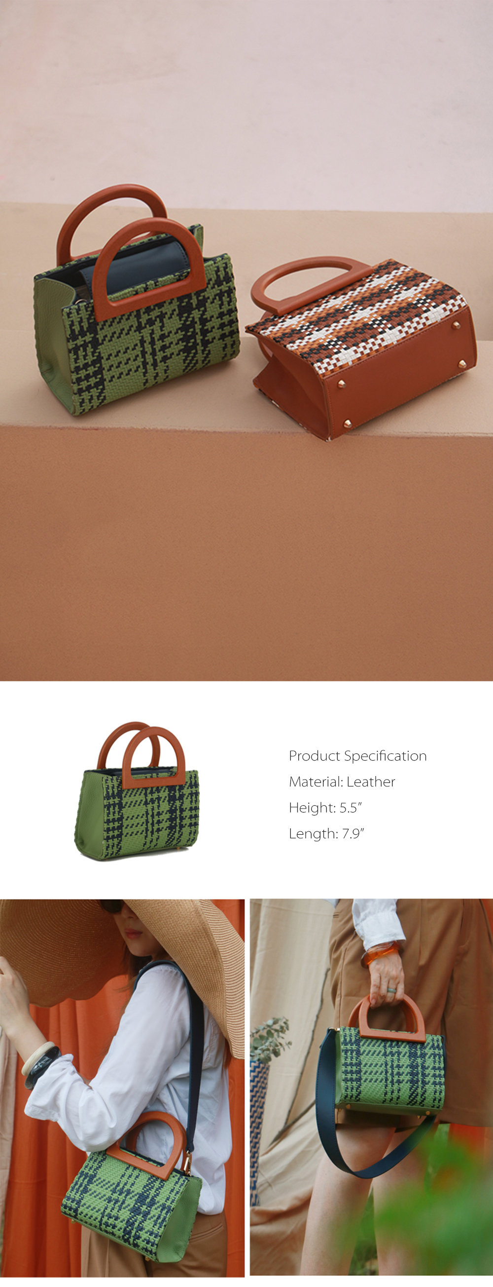 Green Plaid Woven Bag - ApolloBox
