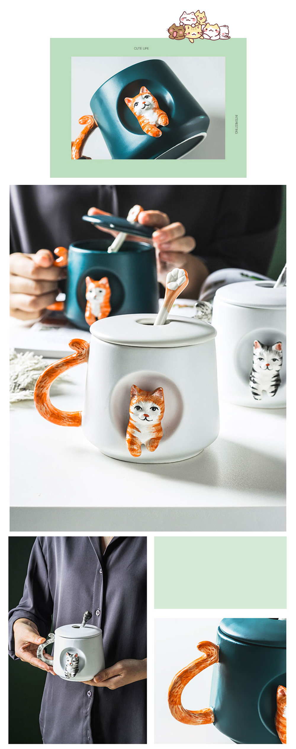 3D Cat Mug and Spoon from Apollo Box