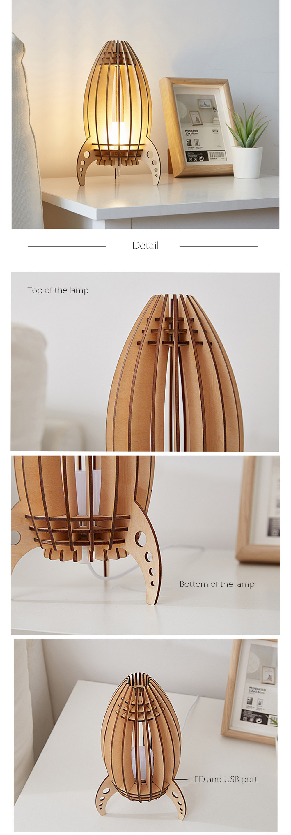 Wooden deals rocket lamp