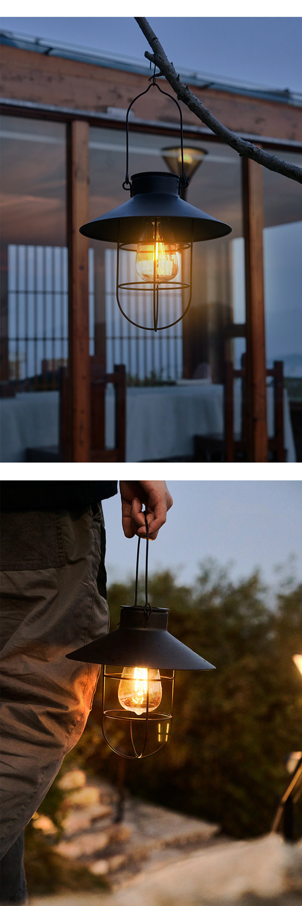 Outdoor Solar Powered Hanging Lantern - Black - Bronze - ApolloBox