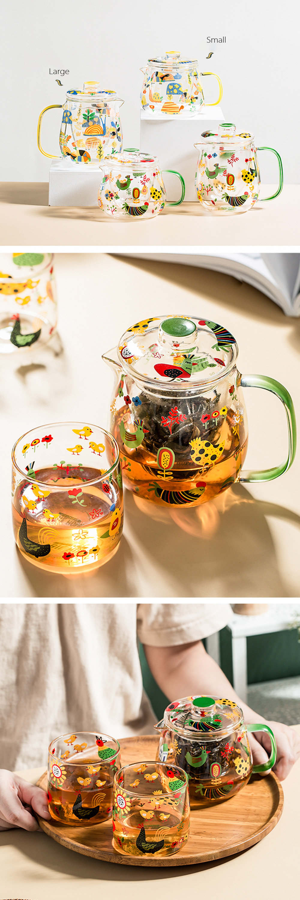 Fun Prints Glass Teapot And Cups - ApolloBox