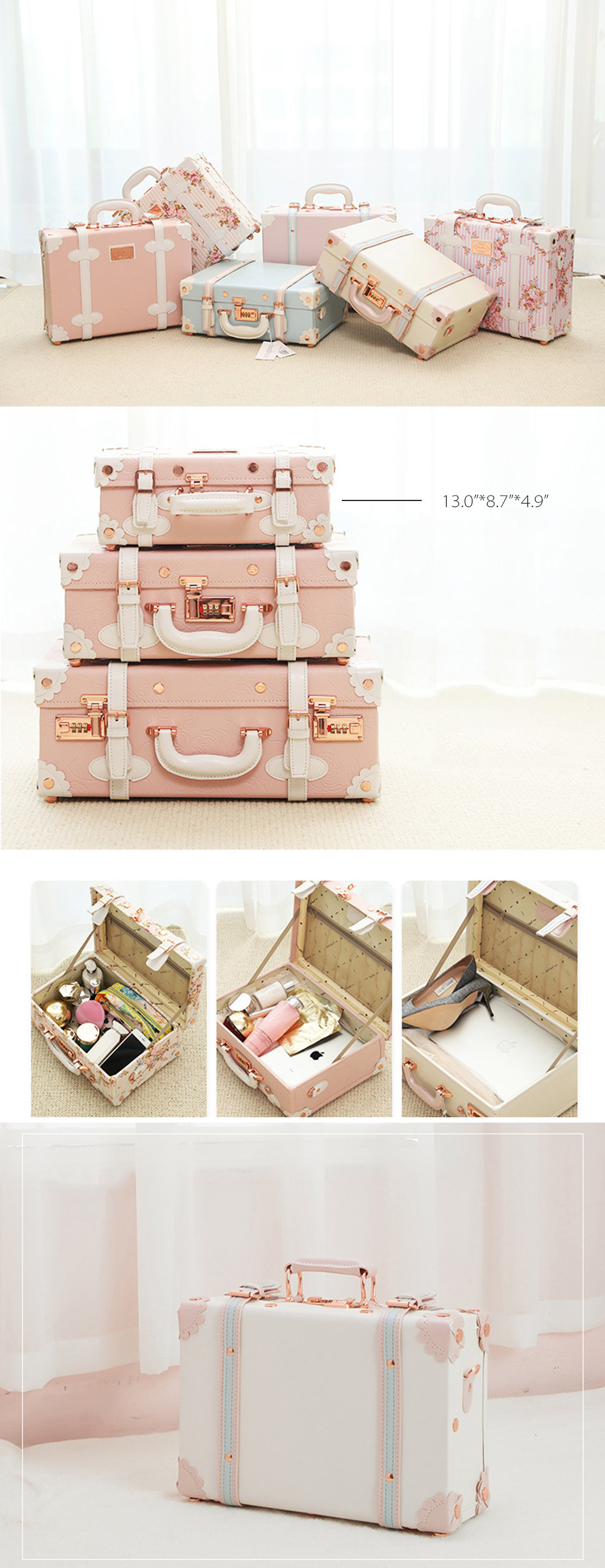 Pink Vintage Travel Luggage  Pink luggage, Pink, Cute suitcases