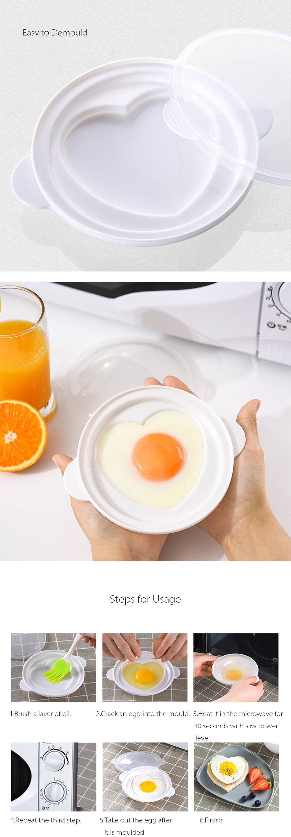 Poached egg mold microwave oven hot spring egg cooker quickly steamed egg  mold clear water lying